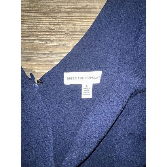 Dress the Population Corey Chiffon Fit Flare Cocktail Blue V-Neck Size Large. 15 - Picture 11 of 11